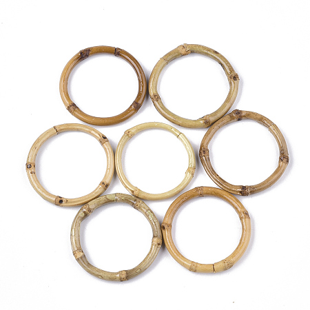 Honeyhandy Bamboo Linking Rings, Ring, BurlyWood, 45~55x6.5~7.5mm, Inner Diameter: 37~44mm