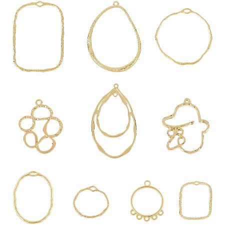 ARRICRAFT Alloy Open Back Bezel Pendants, For DIY UV Resin, Epoxy Resin, Pressed Flower Jewelry, Mixed Shapes, Light Gold, 74x72x17mm; 40pcs/box