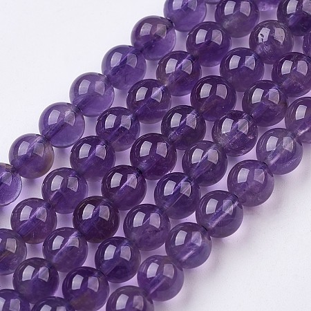 Arricraft Natural Amethyst Bead Strands, Round, 6~6.5mm, Hole: 0.5mm, about 64pcs/strand, 15.5 inches(39.5cm)