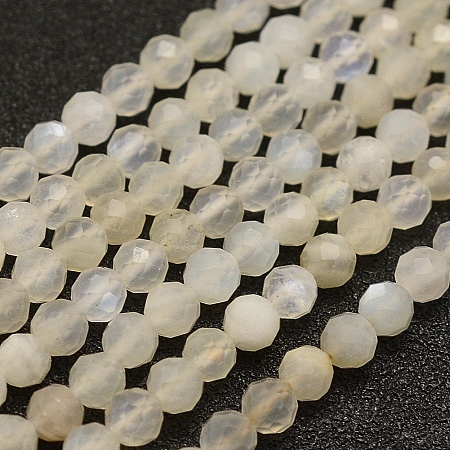 ARRICRAFT Natural Moonstone Beads Strands, Faceted, Round, 3mm, Hole: 0.5mm, about 132pcs/strand, 15.7 inches(40cm)