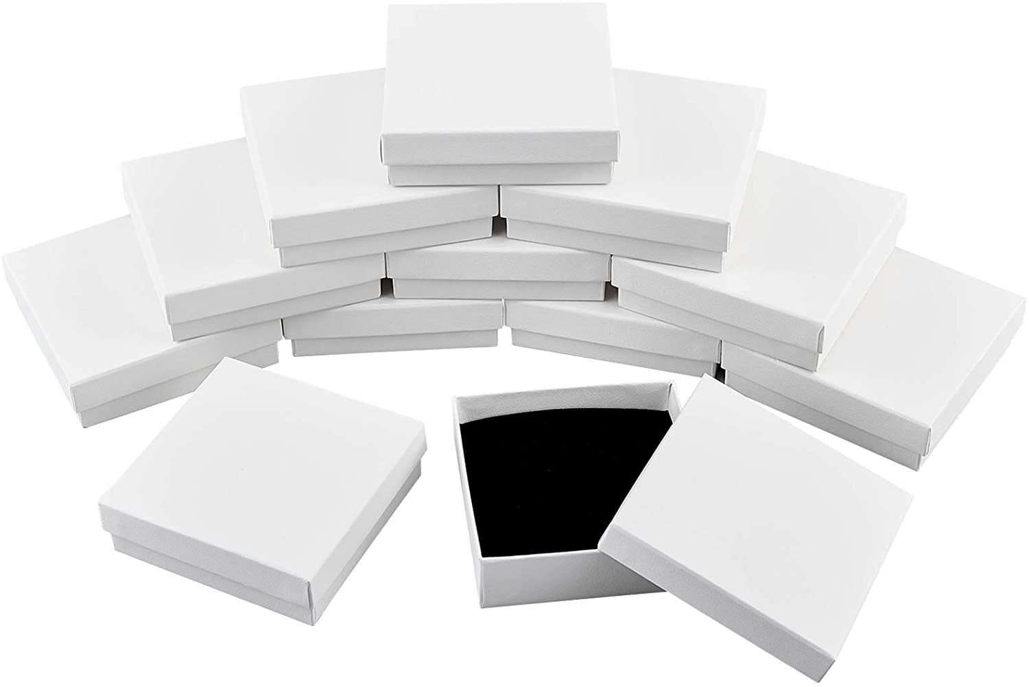 NBEADS 12 Pcs Cardboard Jewelry Box White Square Paper Gift Case for ...