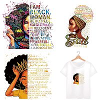 CREATCABIN 3pcs Black Girl Iron On Stickers Set Heat Transfer Patches for Clothing Design Washable Heat Transfer Stickers Decals I Am Black Woman for Clothes T-Shirt Jackets Hats Jeans Bag Decorations