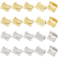 NBEADS 20 Pcs Brass Locket Beads, 2 Colors Photo Frame Locket Necklace Bag Shape Pendants for DIY Craft Jewelry Making Gift Decoration, 16.8x21.8x3.5mm