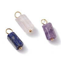 Honeyhandy Natural Gemstone Pendants, with Real 24K Gold Plated 304 Stainless Steel Loops, Column, 17~17.5x6~7x6~7mm, Hole: 3.5mm