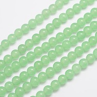 Natural & Dyed Malaysia Jade Bead Strands, Round, Light Green, 6mm, Hole: 0.8mm, about 64pcs/strand, 15 inch