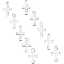 Unicraftale 304 Stainless Steel Charms, Cross, Stainless Steel Color, 12x7x1mm, Hole: 1mm; 150pcs/box