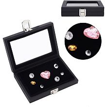 OLYCRAFT Jewelry Gemstone Display Case 5.2x3.8x1.2 Inch Imitation Leather Display Cases Jewelry Gemstone Showcase with Clear Glass Window for Diamond Presentation Jewelry Gemstone Collection