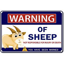 GORGECRAFT Sheep Sign Beware of Goat Signs Warning Sheeps Decor Wall Metal Funny Tin Decorations with 4 Holes Outdoor Indoor for Home Bar Coffee Kitchen Farm Decor 12 x 8 Inches