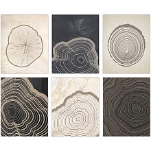 SUPERDANT Abstract Canvas Wall Art Canvas Annual Tree Rings Picture Modern Art Prints Minimalist Wall Art Painting 6PCS Unframed Artwork for Living Room Bedroom Kitchen Home Office Decoration