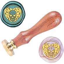 ARRICRAFT Wax Seal Stamp Halloween Love Skull Pattern 0.98" Sealing Wax Stamp with Brass Seal Wood Handle for Greeting Card, Wedding Invitation, Envelope Decoration, Gift Wrapping