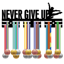 CREATCABIN Word Never Give Up Acrylic Medal Holder, Medals Display Hanger Rack, with Standoff Pins, Medal Holder Frame, Sports Themed Pattern, 119x290x10mm, Hole: 8mm