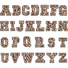 NBEADS 26 Pcs A-Z Letter Iron on Patches, Leopard Print Pattern Alphabet Applique Chenille Patches Blanched Almond Varsity English Letter Sew On Patches for Clothes Dress Hat DIY Craft Supplies