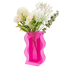 OLYCRAFT Wavy Acrylic Vases, Display Decoration, Flower Holder, Wave, Fuchsia, 39x118x190mm, Inner Diameter: 34x45.5mm