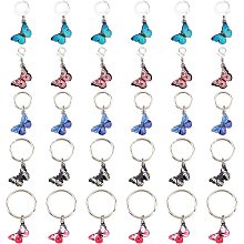 WADORN 30pcs Colorful Butterfly Enamel Pendants, 5 Styles Butterfly Keychains Women Purse Bag Car Charms Cute Key Ring Pendants Decoration for Bracelet Jewelry Making DIY Craft Backpack Accessories