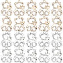 SUNNYCLUE 1 Box 32PCS Bear Charm Bulk Rhinestone Charms Bears Golden Cubic Zirconia Silver Teddy Bear Cute Animal Tiny Micro Pave Alloy Charms for Jewelry Making Charms Necklace Earrings DIY Craft