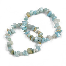 Honeyhandy Unisex Chip Natural Flower Amazonite Beaded Stretch Bracelets, Inner Diameter: 1-3/4~2 inch(4.5~5cm)