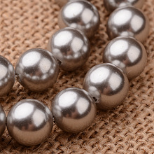 Honeyhandy Polished Round Grade A Shell Pearl Bead Strands, Gray, 8mm, Hole: 1mm, about 49pcs/strand, 16 inch