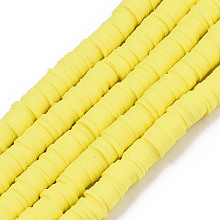 Honeyhandy Handmade Polymer Clay Beads Strands, for DIY Jewelry Crafts Supplies, Heishi Beads, Disc/Flat Round, Yellow, 6x0.5~1mm, Hole: 1.8mm, about 290~320pcs/strand, 15.75 inch~16.14 inch(40~41cm)