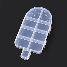 Honeyhandy Plastic Bead Containers, for Small Parts, Hardware and Craft, Ice-lolly, Clear, 15.5x7.9x1.95cm