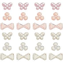 Arricraft 36 Pcs 6 Style Pearl Patches, Butterfly Bowknot Windmill Pearl Patch Stickers Glittered Plastic Pearl Applique Embroidery Applique Badges for Sewing DIY Crafts Clothes Hats Bags