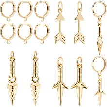 BENECREAT 12PCS 18K Gold Plated Brass Jewelry Pendant Hoop Earring Findings with Mixed Shape Brass Dangle Charms for Earring Necklace Jewelry Making