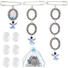 CHGCRAFT 20Pcs 3 Styles Oval Lace Wedding Bouquet Charm with Metal Photo Charm Brooch Glass Cabochons Organza Ribbon Gift Bags Bridal Bouquet Charm for Bridal Shower Engagement Wedding