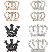 FINGERINSPIRE 8 PCS Crown Hotfix Rhinestone Applique Patch 4 Styles Crown Iron on/Sew on Crystal Patches Crown Glass Rhinestone Appliques for Clothing Repair Jackets Dress Clothes Decor DIY Accessory