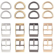 NBEADS 8 Pcs Metal D Ring, 8 Pcs Roller Buckles Tir Glide Slide Buckle for DIY Hardware Belt Adjuster Sewing Accessory