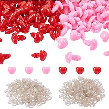 NBEADS 200 Sets Heart Safety Eyes 12mm, Crochet Nose Button Eye Plastic Craft Eyes Plastic Nose Buttons with Washers for Crafts DIY Sewing Crafting Buttons (Pink/Red)