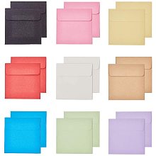 PandaHall Elite 90pcs Square Paper Envelope 10cm Gift Invitation Envelope for Wedding Party, 9 Colors