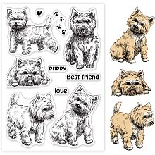 BENECREAT 6.3x4.3 Inch Dog Clear Stamps, Love/Best Friends/Puppy Transparent Silicone Stamps for Card Making Journal Decoration and DIY Scrapbooking