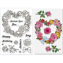 GLOBLELAND Floral Heart Frame Silicone Clear Stamps Transparent Stamps for Birthday Easter Holiday Cards Making DIY Scrapbooking Photo Album Decoration Paper Craft