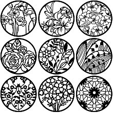 BENECREAT 9PCS 12 Inches Mixed Round Painting Stencil Set, Flower Painting Templates for Art Craft Painting Scrabooking