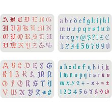 FINGERINSPIRE 4 PCS Letter Stencils Template 11.7x8.3 inch Plastic Alphabet Drawing Painting Stencils Letters and Numbers Stencils Lettering Stencils for Painting on Wood, Floor, Wall and Tile