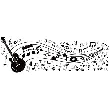 Arricraft 3 Sheets Guitar Stave Music PVC Wall Stickers Music Theme Vinyl Wall Decor Music Notes Wall Decals Removeable Wall Decor for Home Office Wall Decoration 11.2x11.2in