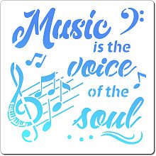 GORGECRAFT 12"X12" Music Note Stencil Music is The Voice of The Soul Templates Reusable Plastic Drawing Painting Stencils Template for Painting on Card Wall Fabric Tile Canvas DIY Decor Crafts