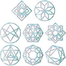 GORGECRAFT 16PCS Sacred Geometry Window Clings Flower of Life Anti Collision Rainbow Glass Alert Stickers for Birds Strike Decals Non Adhesive Prismatic Energy Vinyl Film for Sliding Doors Glass