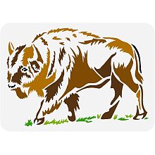 FINGERINSPIRE Buffalo Painting Stencil 11.7x8.3inch Large Cattle Drawing Template Reusable Walking Buffalo Stencil for Painting Animal Theme Template for Home Wall Floor Furniture Tile Decoration