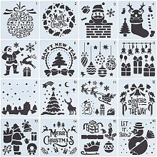 GORGECRAFT 5.9 Inch 16 Styles Santa Claus Stencils Reusable Painting Christmas Stencil Plastic Drawing Templates DIY Decorative Socks Presents Tree Snowman Template Crafts for Wood Wall Decor