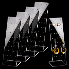 PandaHall Elite 5pcs Earrings Holder 50 Holes Acrylic Jewellery Display Rack Stud Earring Organizer for Woman Jewellery Dangling Slant Back Display Props Show Retail Store Marketing 2.4x2.9/6.3x19.5cm