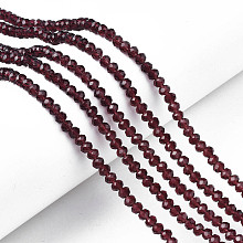 Honeyhandy Glass Beads Strands, Faceted, Rondelle, Purple, 4x3mm, Hole: 0.4mm, about 123~127pcs/strand, 16.5~16.9 inch(42~43cm)