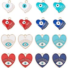 SUPERFINDINGS 32Pcs 2 Styles Evil Eye Alloy Charms Evil Eye Enamel Pendant 4 Colors Eyes Dangle Charms for DIY Craft Bracelet Necklace Jewerly Making