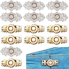 AHANDMAKER 16 Pcs Adjustable Waist Buckles, Fashion Vintage Flower Jean Sewing Button for Women, Nail-Free Jeans Waist Buckles DIY Pants Clips for Dresses Pants Jeans