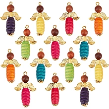 SUNNYCLUE 1 Box 40Pcs Christmas Wooden Angel Charms Bulk Angels Dangles Wing Pendant Beads for Jewelry Making Charms Necklace Earrings Findings Keychain DIY Craft Beginners Adult Women Random Color