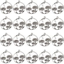 SUNNYCLUE 1 Box 60Pcs Large Mushroom Charms Bulk Silver Mushrooms Charm Alloy Round Metal Pendants Cute Magic Moon Plant Charm for Jewelry Making Charms DIY Findings Bracelets Earrings Women Adults