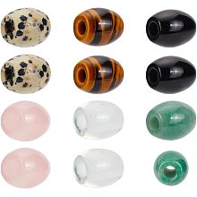 Arricraft 12 Pcs Stone Bead for Jewelry Making, 6 Styles Natural & Synthetic Gemstone Beads Gemstone European Beads Round Large Hole Beads for Jewelry Making Bracelet Earrings Necklace DIY Crafts