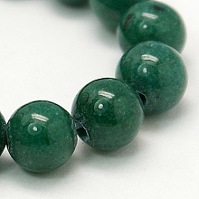 Honeyhandy Natural Mashan Jade Round Beads Strands, Dyed, Green, 6mm, Hole: 1mm, about 69pcs/strand, 15.7 inch