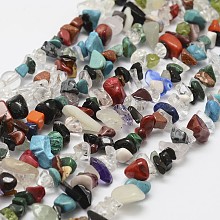 Honeyhandy Natural Gemstone Beads Strands, chip, Mixed Color, 3~5x7~13x2~4mm, Hole: 0.4mm, 31 inch