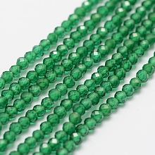 Synthetic Gemstone Strands, Imitation Emerald, Faceted, Round, 2mm, Hole: 0.5mm, about 160~179pcs/strand, 12.5 inch~12.9  inch(320~330mm)