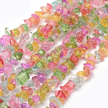 Arricraft Crackle Glass Beads Strands, Chip, Colorful, 5~8mm, Hole: 1mm, about 33 inches(84cm)